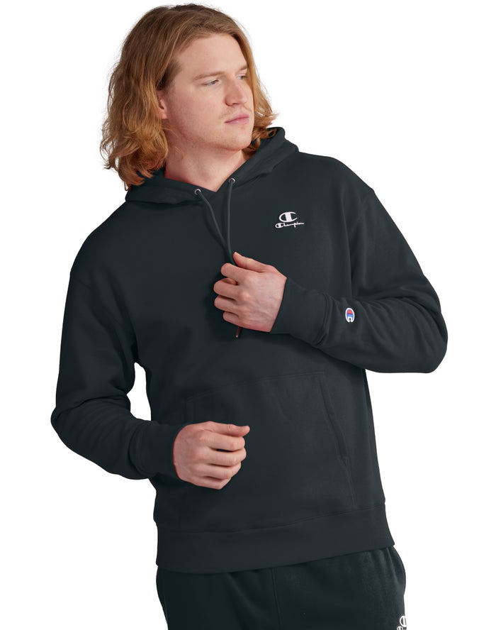 Champion Classic Fleece Embroidered Applique Logo - Miesten Mustat Huppari - Suomi 0342589-QH